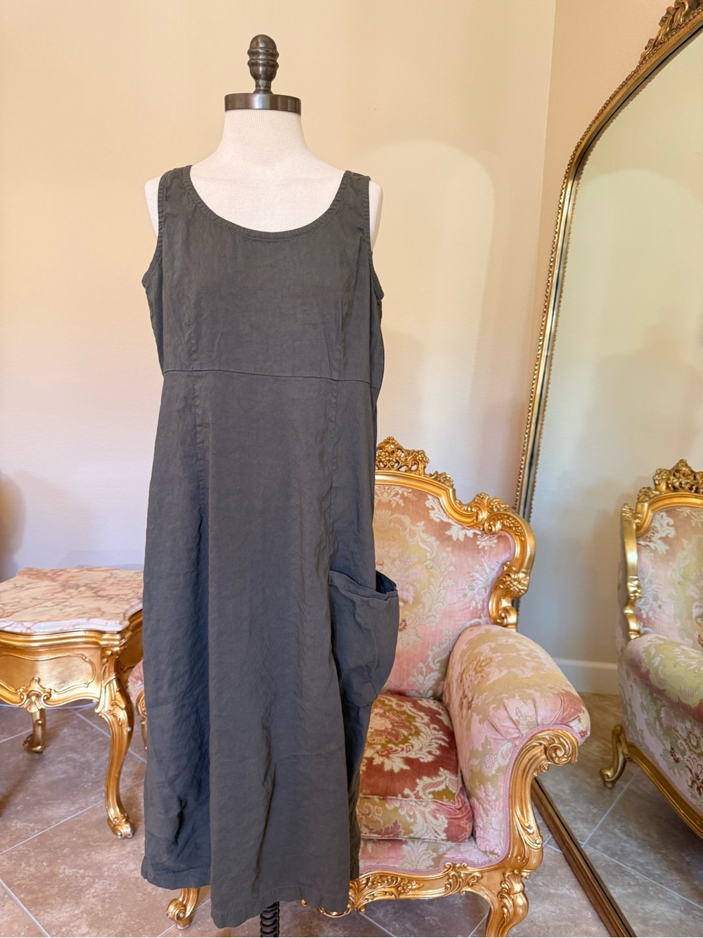 Eileen Fisher Sleeveless Scoop Neck Linen Dress